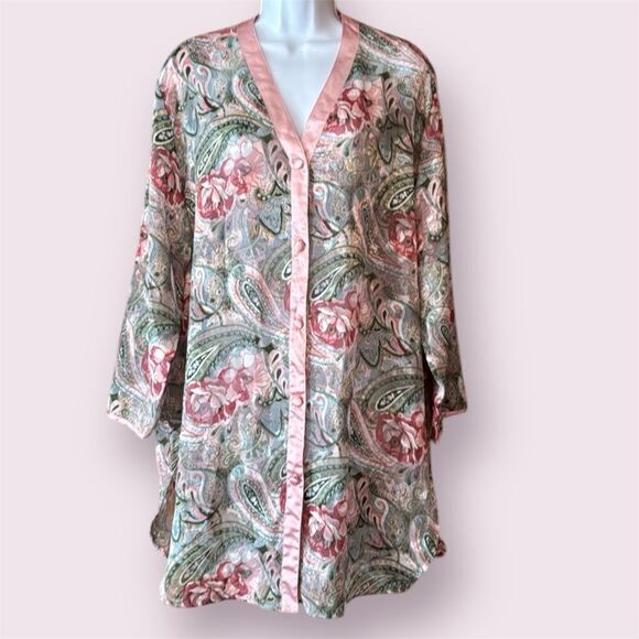 VICTORIA'S SECRET Vintage Gold Label Semi-sheer Button Front Nightshirt - Picture 1 of 10
